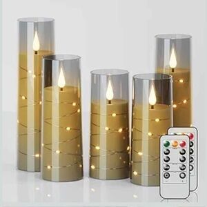 Black plastic Flameless Candles LED Candles Set of 5, Battery Operated Candles